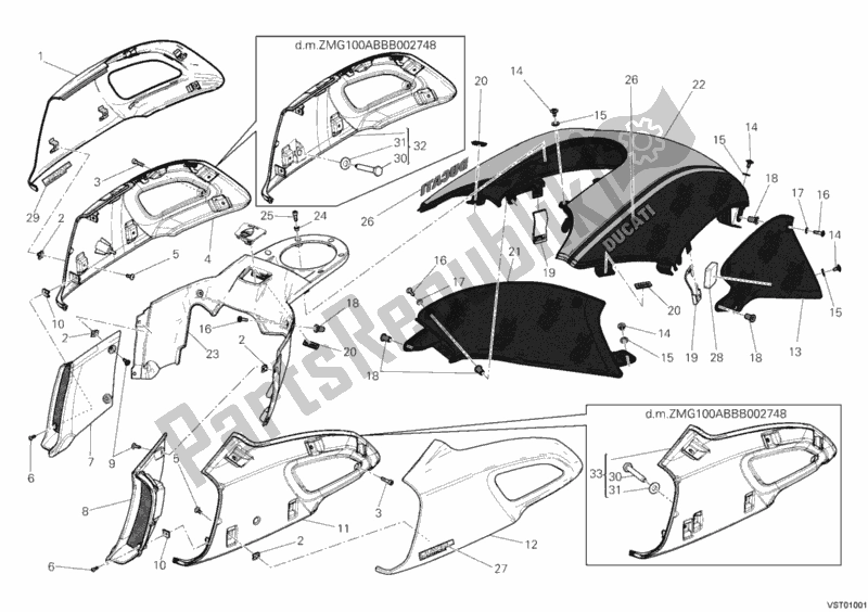 Todas as partes de Tampas Tanque do Ducati Diavel Carbon 1200 2011
